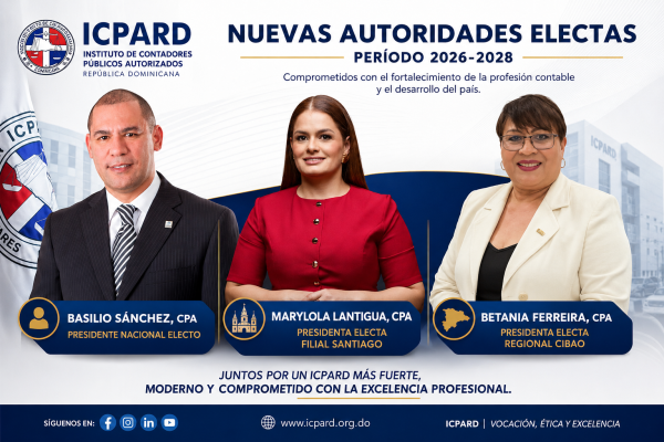 ICPARD elige nuevas autoridades: Basilio Sánchez asumirá la Presidencia Nacional; Betania Ferreira la Regional Cibao y Marylola Lantigua dirigirá la Filial Santiago.